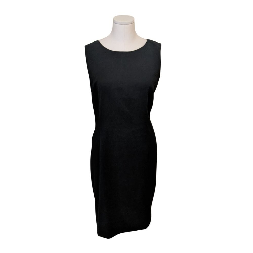 Vintage 90s Mario Serrani Black Sleeveless Midi Dress Classic Party Office Sz 14